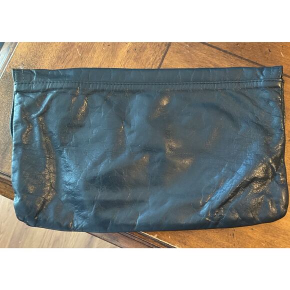 SAS Blue Leather Clutch Zipper Pocket Magnetic Closure Rectangle - Picture 3 of 6